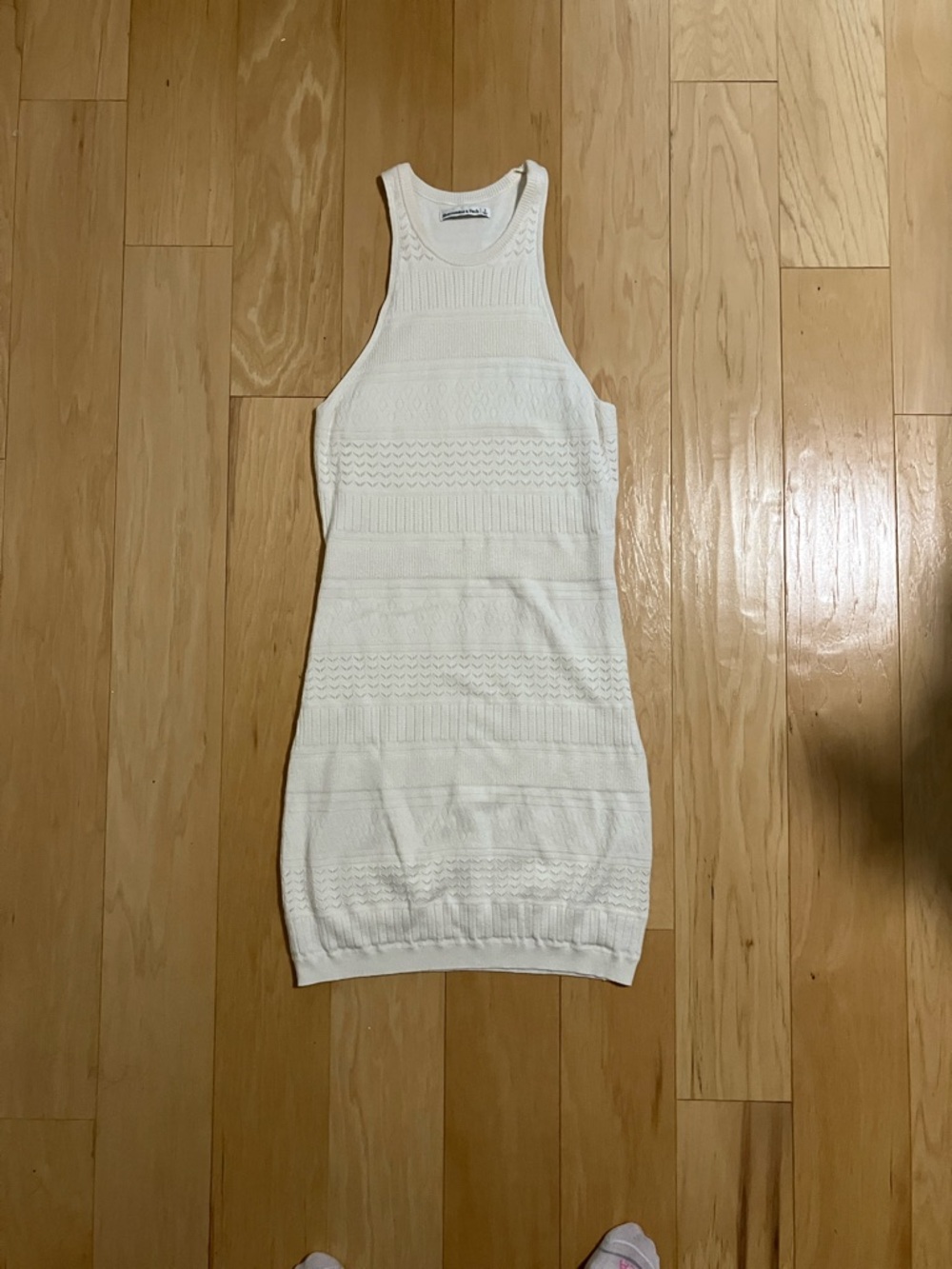 Sleeveless Knit Bodycon Dress - Cream Abercrombie & Fitch